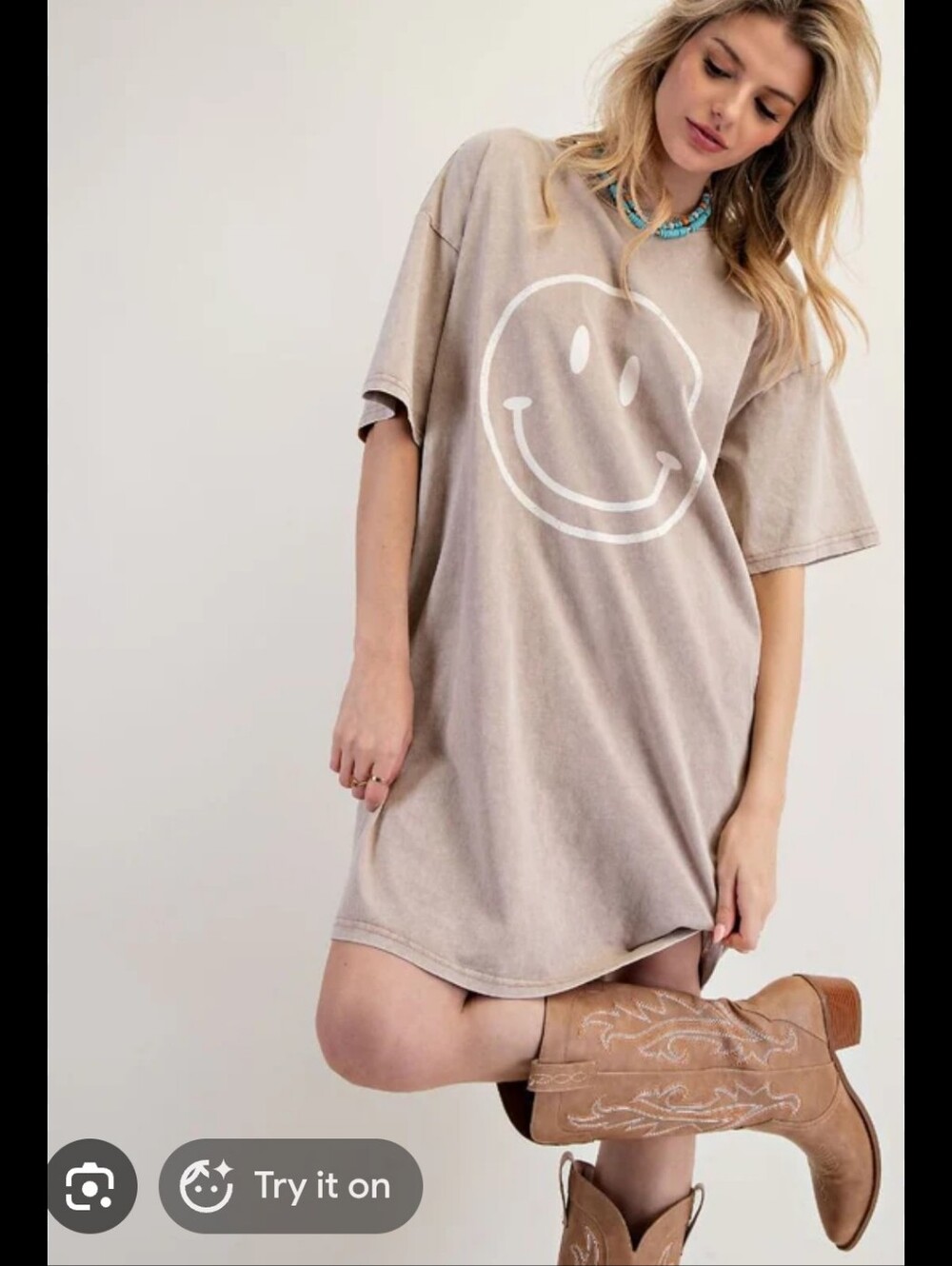 Easel Smiley Face Pullover Dress